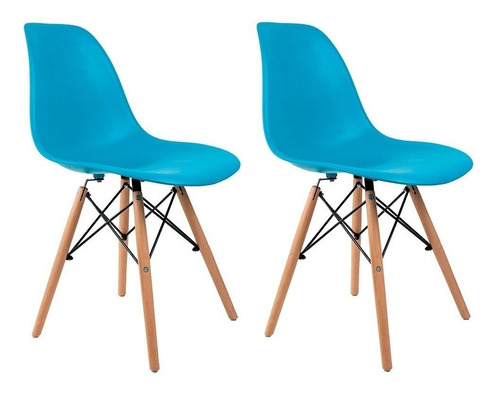 Cadeira de jantar Empório Tiffany Eames DSW Madera, estrutura de cor  azul-turquesa, 2 unidades