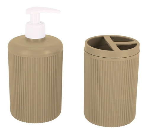 Set Dispenser Dosificador Plástico Jabón Vaso Porta Cepillo