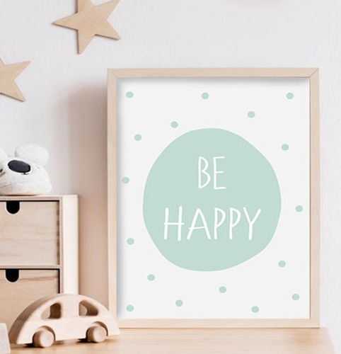 Lámina Imprimible 20x30  - Frases Be Happy Varios Colores