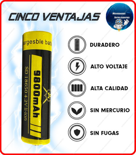 Cargador + Pila Recargable 18650 | Batería 3.7-4.2v 9800 Mha