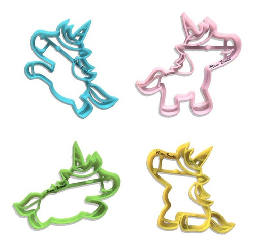 Unicornios X4 - Cortantes Moldes Galletas Masa Fondant Bebe