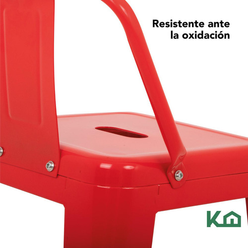Banco Alto Respaldo Tipo Tolix Vintage Minimalista Moderno Acero Galvanizado Color Rojo KingsHouse TOLIX-BAR2