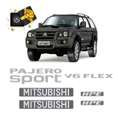 Adesivos Pajero Sport V6 Flex Hpe Mitsubishi Prata Resinados