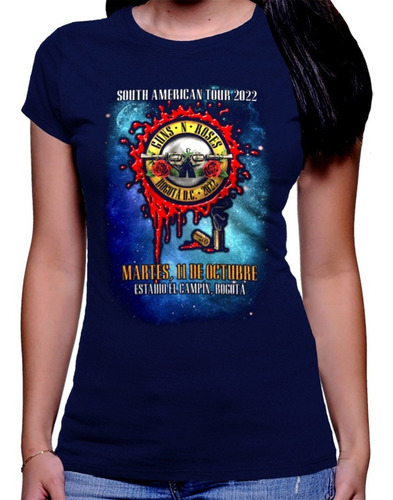 Camiseta Estampada Premium Dtg Dama Guns And Roses Concierto