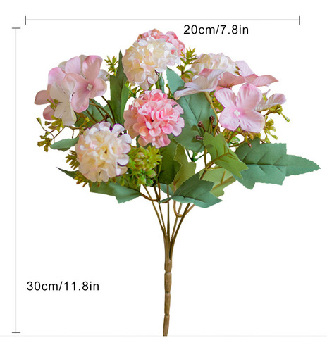 Hortensia Vintage Artificial Rosa 30 Cm