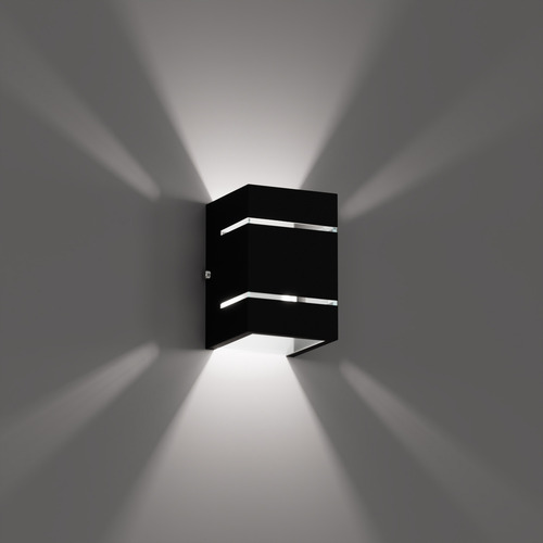 10x Arandela Externa Luminária De Parede 2 Frisos Alumínio Cor Preto + Led G9 5w Branco Frio Mf115 Mega Forte Iluminação