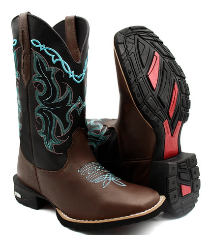 Bota Butina Texana Feminina Bico Quadrado Country Oferta Top