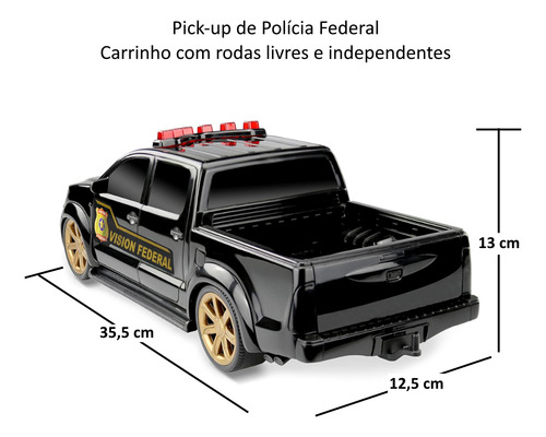 Kit Com 2 Carros De Polícia Caminhonete S10 Pm Federal 35cm