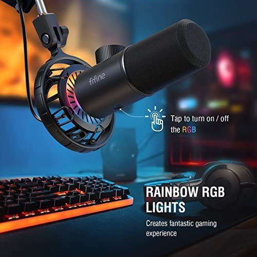 Micrófono Gaming Usb Fifine, Rgb Con Botón De Silencio,