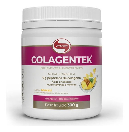 Colagentek -colágeno, Multivitaminas Minerais 300g - Vitafor Sabor Abacaxi