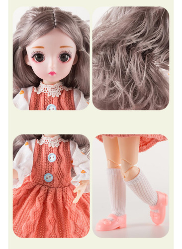 Boneca 1/6 Bjd 12 Bolas Articula, Com Roupas, Laranja