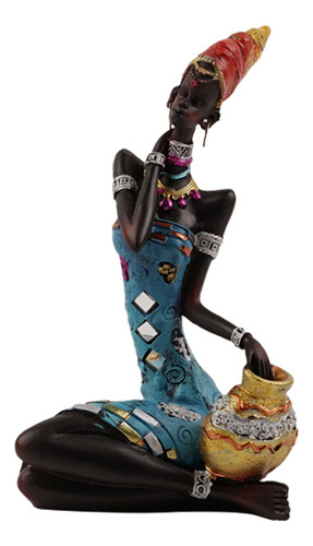 Estatuilla De Mujer Tribal Artesanal, Escultura De Arte Afri