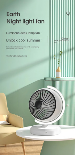 Ventilador De Mesa Lámpara Aire Fresco En Forma De Globo Usb