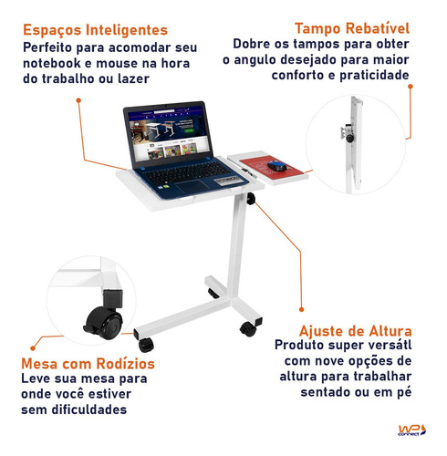Mesa Apoio Notebook Trabalhar Em Pé Ou Sentado C/ Regulagem