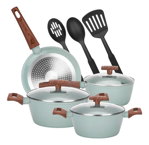 Juego Bateria Cocina Granito Antiadherente Olla Sarten 10pcs