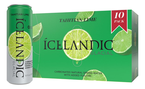 Agua Con Gas Sabor Lima De Tahití Latas 330 Ml Paquete 10 Un