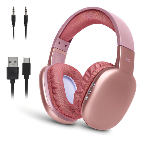 Auriculares Inalámbricos Ijoy Ultra Con Micrófono, Auriculares Bluetooth Inalámbricos Recargables Para Colocar Sobre Las Orejas Con 10 Horas De Reproducción, Ranura Sd, Cable De Respaldo, Auriculares
