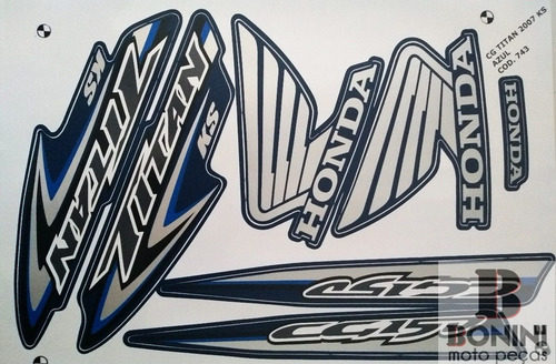 Kit Jogo Faixa Adesivo Cg Ks 150 Titan Ks 150 Azul 2007