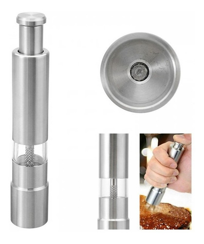 Set X 2 Unid Molinillo Pimentero Salero Acero Boton Y Piston
