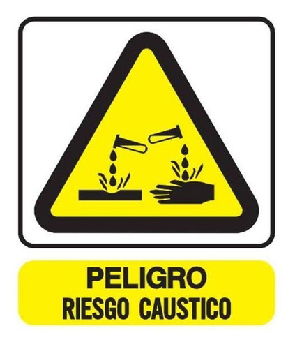 Cartel Peligro Riesgo Caustico Seguridad Industrial 22x26 Cm