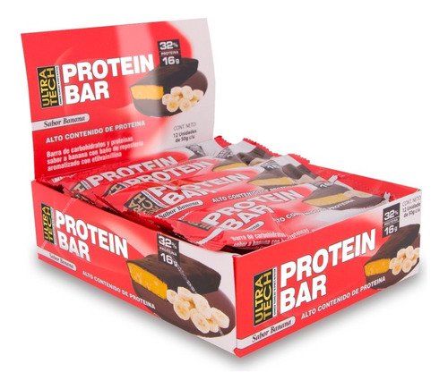 Barras Proteicas Protein Bar Ultra Tech Caja X 12 Barras sabor Banana