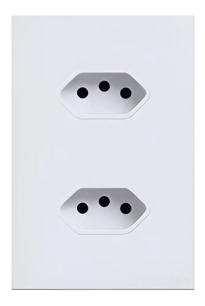 Tomada Dupla 10A Lumenx Glass com Placa Acrílico Branco
