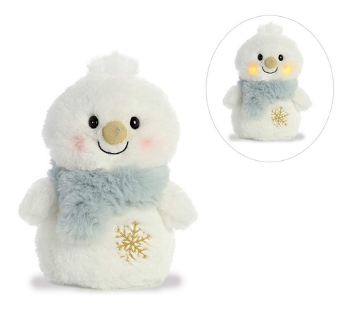 Linda Pelúcia Boneco De Neve Azul Brilha As Bochechas 20cms