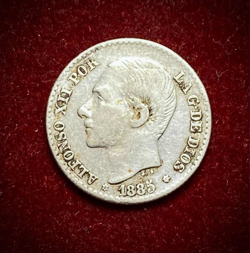 Moneda 50 Céntimos España 1885 Km 685 Plata 0.835 Alfonso 13