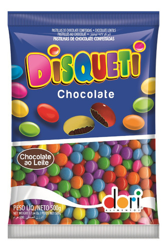 Confete Chocolate Colorido Disqueti -  500g - Dori