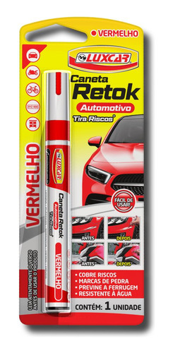 Caneta Retok Tira Riscos Vermelha Repara Pintura De Carros