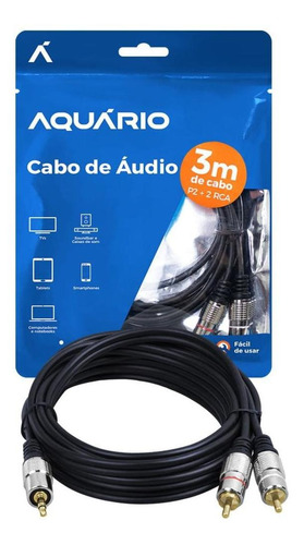 Cabo P2 Stereo X Rca 3 Metros Para Áudio Profissional