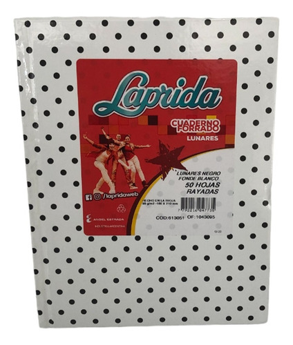 Cuaderno 16x21 Laprida Rayado Blanco Lunares (50 Hojas)