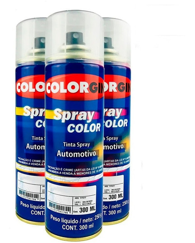 Spray Automotiva Colorgin Verniz Rápido 300ml 3un