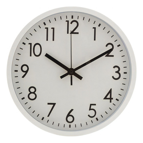 Relógio Parede Plástico Basic Branco 25,4x3,8cm