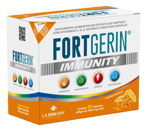 Kit 3x Vitamina Fort Gerin Immunity 30 Cápsulas Soft Gel