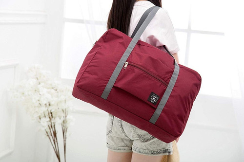 Imagen 2 de 8 de Bolso De Viaje Impermeable Plegable Cierre Y Bolsillo 25l