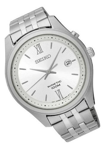 Reloj Seiko Kinetic Hombre Acero Clasico Fecha 100mts Ska767