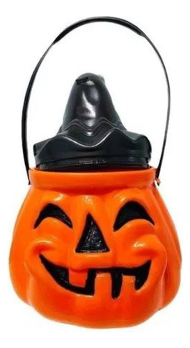 Caramelera Calabaza Con Tapa Balde Golosinas Halloween X 1u