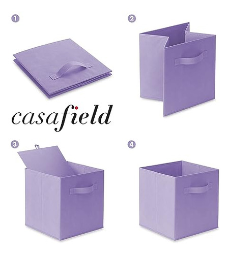 Juego De 6 Cubos De Almacenamiento Plegables De Tela Lavanda