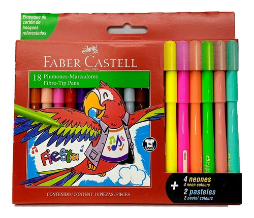 Marcadores Faber Castell Fiesta X12 Más 4 Neones 2 Pasteles