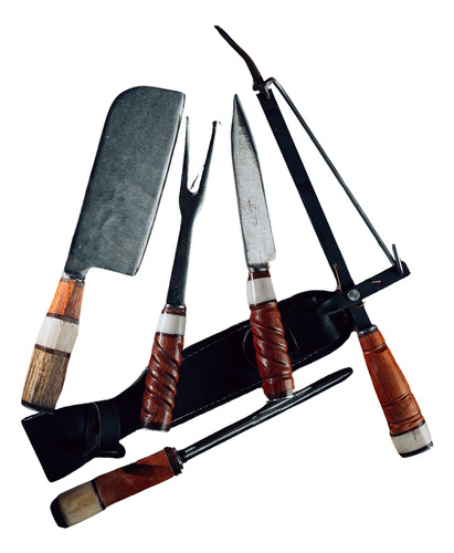 Cuchillos Para Asado Kit Artesanal 5 Piezas