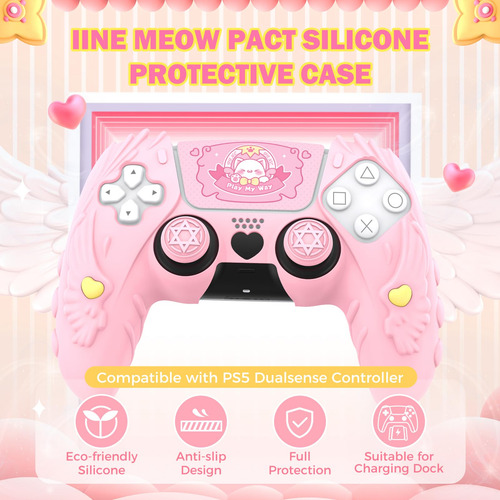 Funda Suave Antideslizante Para Controller Ps5 Rosa
