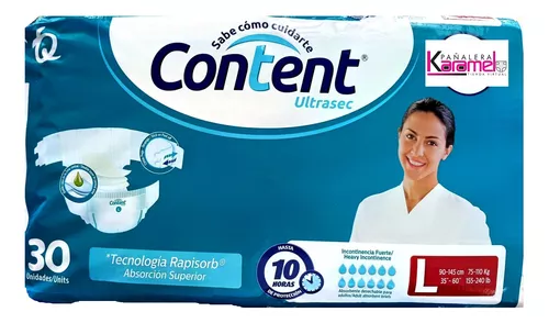 Pañales Desechables Adulto Content Talla L Maxima Absorcion