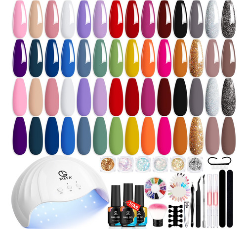 Kit De Esmalte De Uñas En Gel Con Lampara Uv, 28 Colores