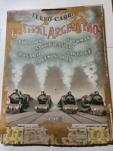 Antigua Publicidad De 1913 Del Ferrocarril Central Argentino