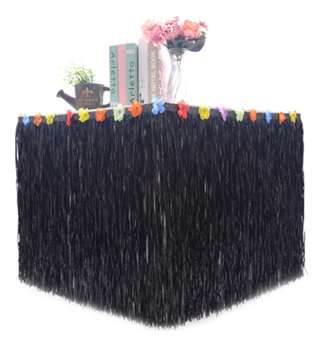 Juego De Decoración Hawaiana Luau, Mantel Negro Floral Liso