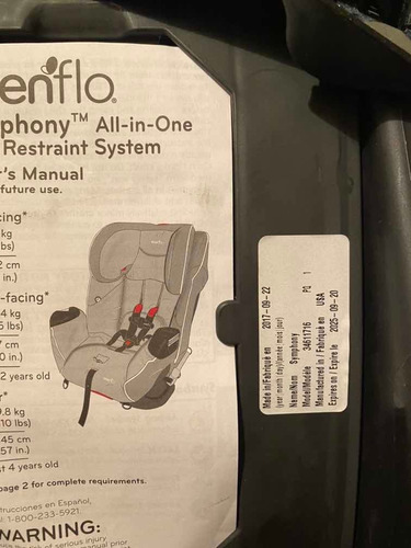 Butaca Evenflo Symphony All In One 3 A 50 Kg Huevito Booster