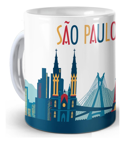 Caneca Da Cidade De São Paulo Brasil - Lembrança De Viagem Cor Branco São Paulo Cidade