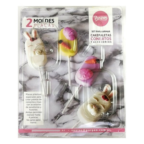 Imagen 2 de 7 de Set De 2 Moldes Placas - Paletas Conejitos Pascuas - Parpen