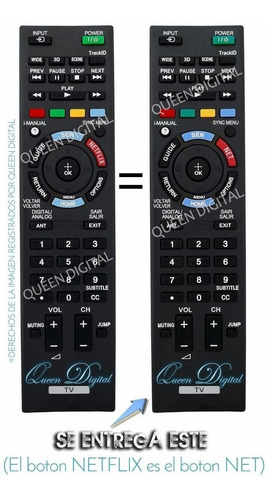 Imagen 3 de 10 de Control Remoto Para Sony Bravia Netflix 3d Smart Tv Led Tv